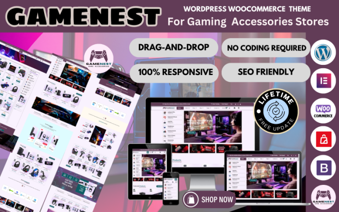 GameNest - Oyun Aksesuarları WooCommerce Elementor Teması