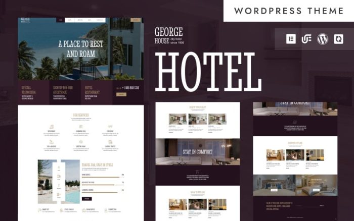 George House - Otel ve Tatil Köyü Rezervasyonu WordPress Elementor Teması