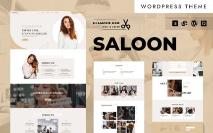 Glamour Hub - Modern Berber Dükkanı ve Kuaför Salonu WordPress Elementor Teması