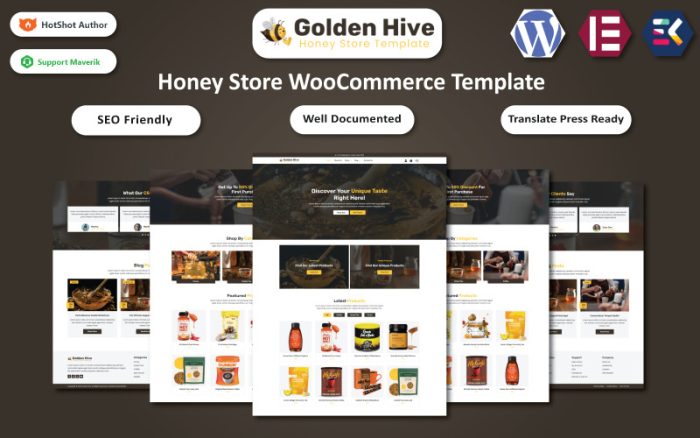 Golden Hive - Bal, Bitki Çayı ve Kahve Mağazası WooCommerce Elementor Teması