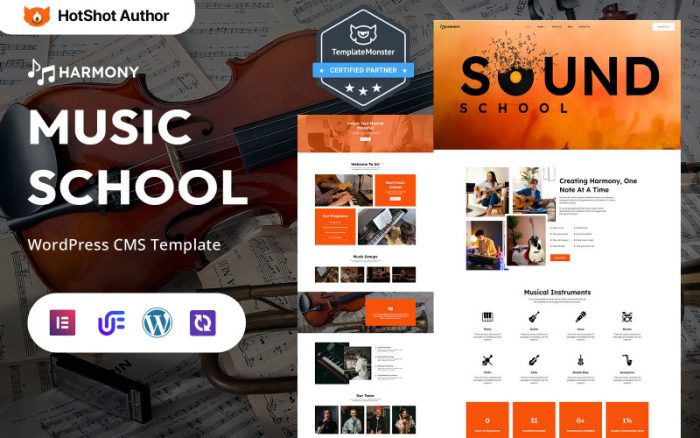 Harmony - Müzik Okulu ve Çevrimiçi Dersler WordPress Elementor Teması