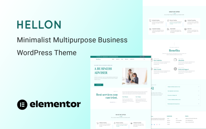 Hellon - Minimalist Çok Amaçlı Tamamen Mobil Uyumlu İş WordPress Teması