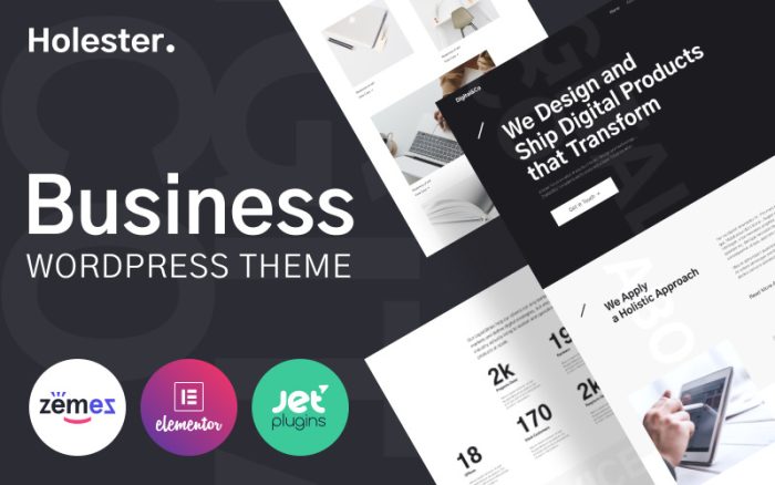 Holester - İş Hizmetleri Web Sitesi Teması WordPress Teması