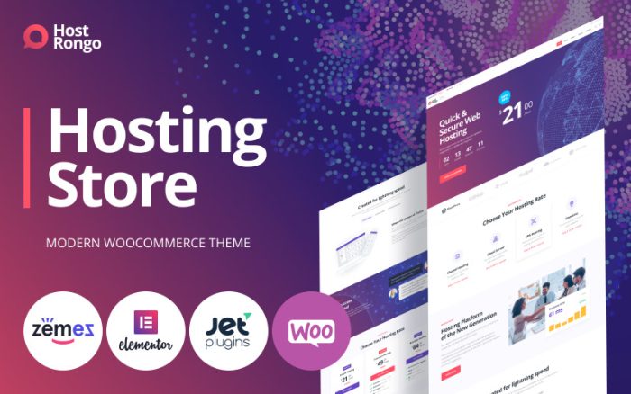 Host Rongo - Modern Elementor WooCommerce Teması ile E-Ticaret Hosting Mağazası