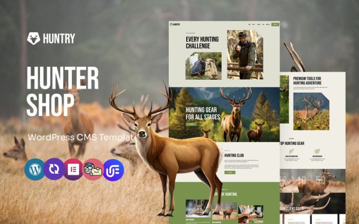 Huntry - avcılık kulüpleri çok amaçlı WordPress Elementor Teması