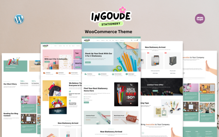 Ingoude - Modern Kırtasiye Mağazası WooCommerce Teması