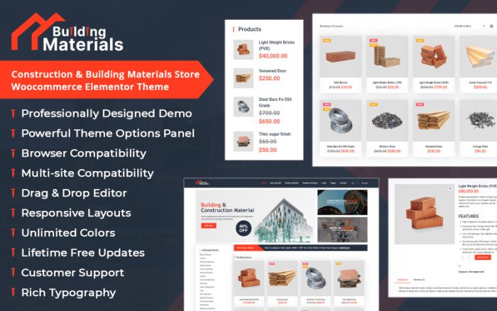 İnşaat Pro - İnşaat ve Yapı Malzemeleri WooCommerce Elementor Teması