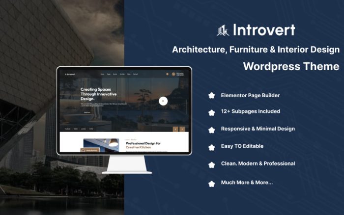Introvert - Mimarlık, Mobilya ve İç Tasarım WordPress Teması