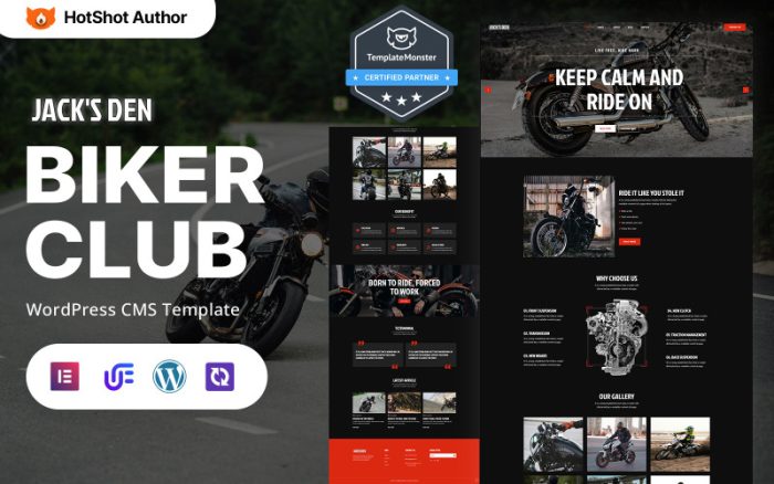 Jack's Den - Motosiklet Kulübü ve Biker Topluluğu WordPress Mobil Uyumlu Teması