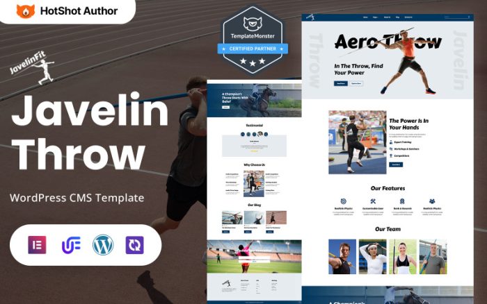 JavelinFit - Cirit Atma Kulübü ve Sporları WordPress Elementor Teması