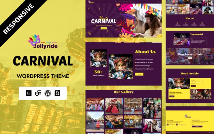 Jollyride - Kültürel Karnaval ve Eğlence Parkı WordPress Elementor Teması
