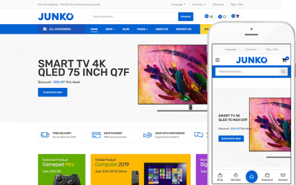 Junko - Dijital ve Elektronik Mağazası WooCommerce WordPress Teması