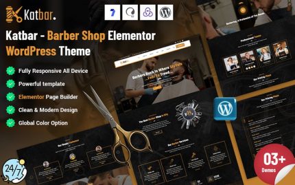Katbar - Barber Elementor WordPress Teması