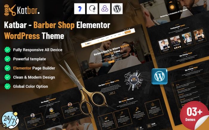 Katbar - Barber Elementor WordPress Teması