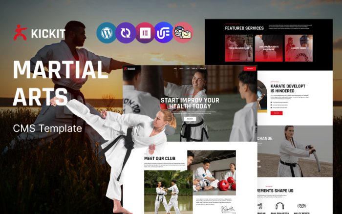 KickIt - Dövüş Sanatları Okulu ve Kulübü Çok Amaçlı Mobil Uyumlu WordPress Teması