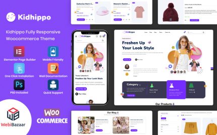 Kidhippo - Çok Amaçlı Çocuk Oyuncakları ve Kumaş WooCommerce Teması