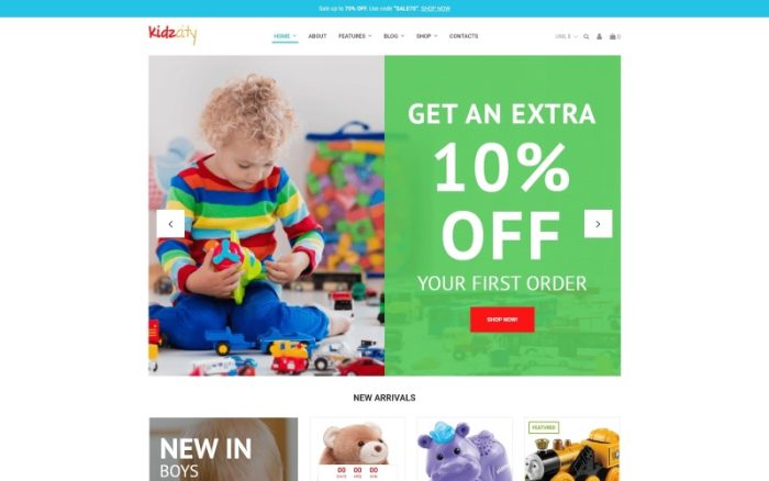 Kidz City - Çocuk Mağazası Elementor WooCommerce Teması