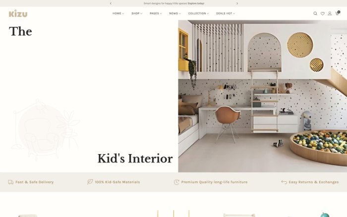 Kizu - Çocuk İç Mekanı ve Mobilyası WooCommerce WordPress Teması