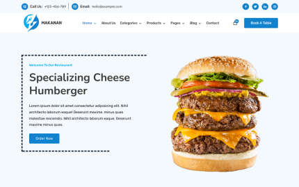 Makanan - Restoran, Çevrimiçi Gıda Mağazası, Masa Rezervasyonu WooCommerce E-Ticaret Teması