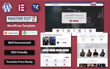 Master Cut - Berber, Kuaför ve Dövme Mağazası WordPress Elementor Teması