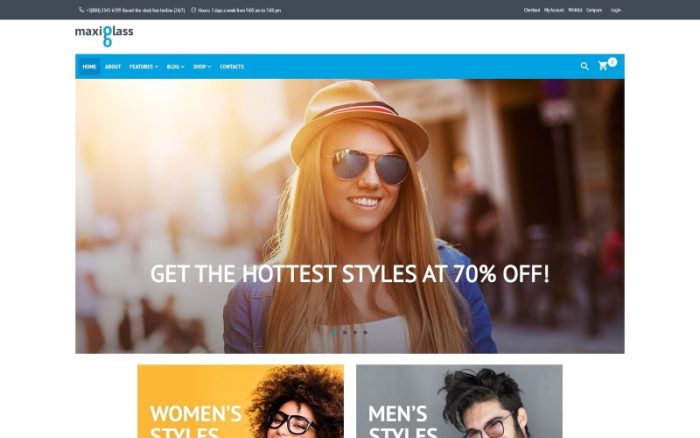 MaxiGlass - Gözlükler için WooCommerce Teması