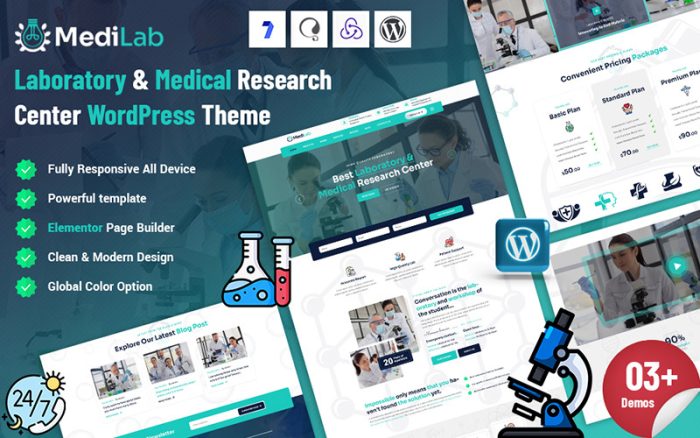 Medelab - Laboratuvar ve Tıbbi Araştırma Merkezi WordPress Teması