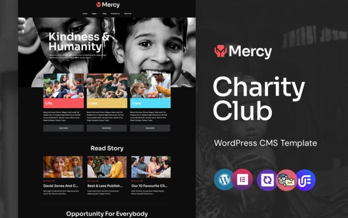 Mercy - Kar Amacı Gütmeyen Yardım Vakfı ve Bağış WordPress Elementor Teması
