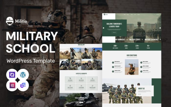 Milis - Askeri Okul, Askeri Hazırlık ve Eğitim Programları WordPress Elementor Teması