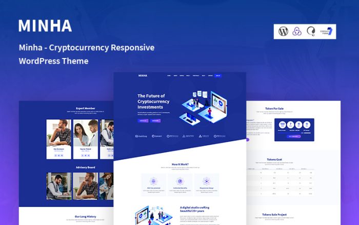 Minha - Cryptocurrency Mobil Uyumlu WordPress Teması