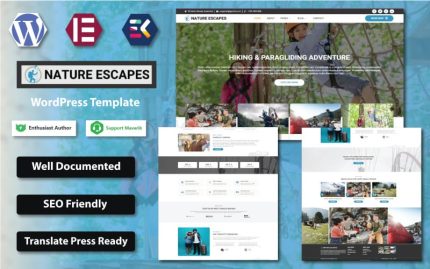 Nature Escapes - Yürüyüş, Kayak ve Yamaç Paraşütü WordPress Teması
