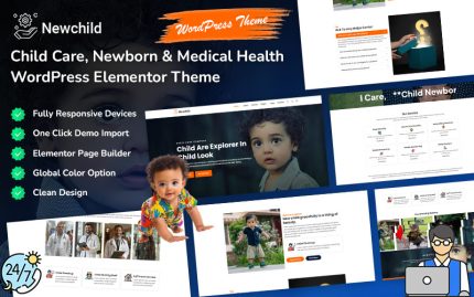 Newchild - Çocuk Bakımı, Yenidoğan ve Tıbbi WordPress Elementor Teması