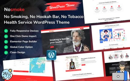 Nosmoke - Sigara İçilmez, Nargile İçilmez, Tütün İçilmez ve Sağlık Hizmeti WordPress Teması