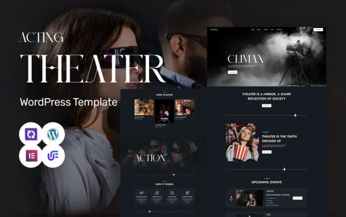 Oyunculuk - Tiyatro Gösterisi, Film Stüdyosu Ve Canlı Performanslar WordPress Elementor Teması