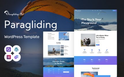 Paragliding Club - Paragliding, Skydiving ve Ekstrem Sporlar WordPress Elementor Teması