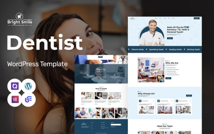 Parlak gülümseme - Diş Kliniği ve Diş Hekimi WordPress Elementor Teması