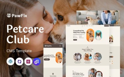 PawFix - Petcare Club Dekor Çok Amaçlı Mobil Uyumlu WordPress Teması