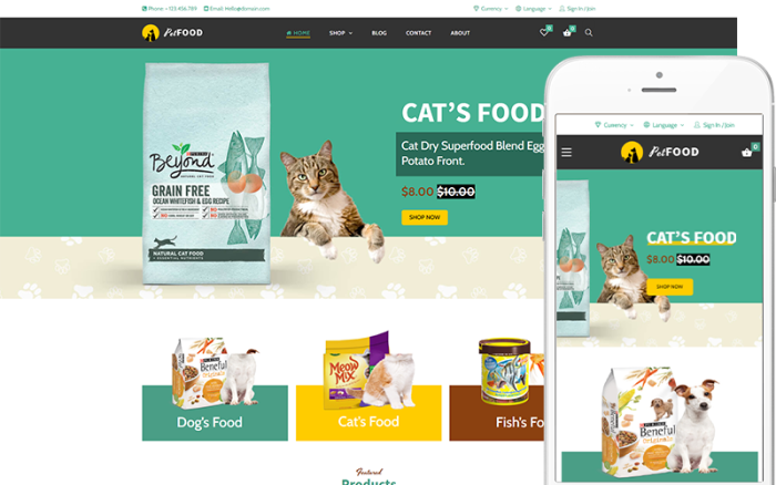 PetFood - Evcil Hayvanlar ve Veterinerler için Yaratıcı WooCommerce Teması