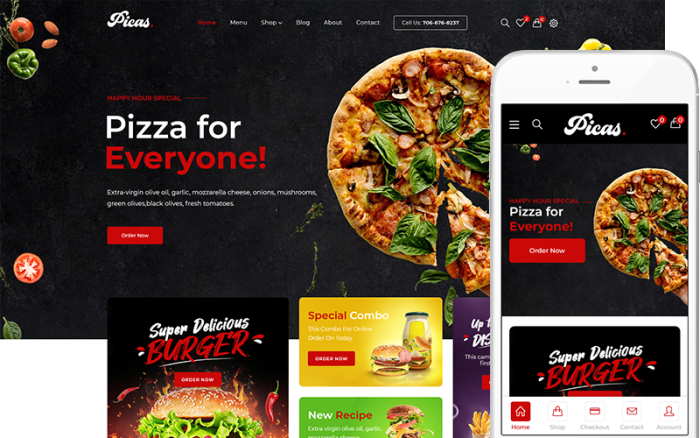 Picas - Hızlı Tarifler Woocommerce Restoran Teması