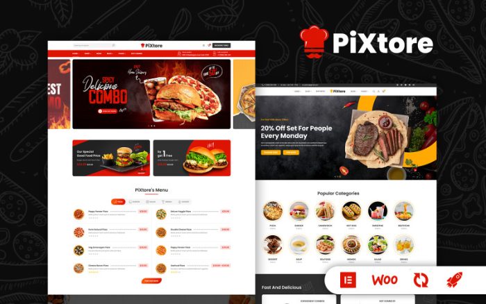 PiXtore - Pizza ve Restoran Modern WooCommerce Teması