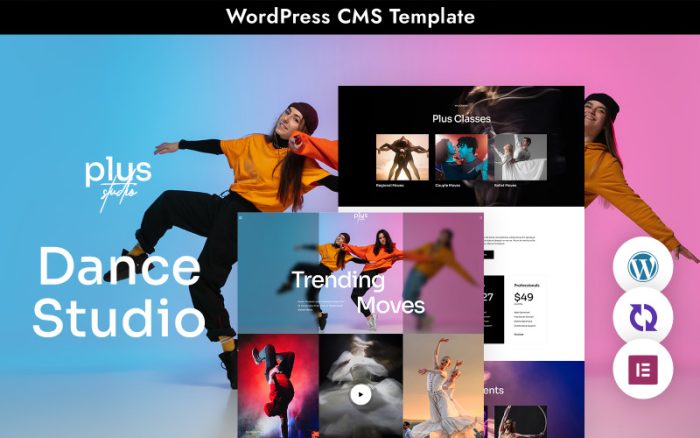 Plusstudio - Dans Stüdyosu Çok Amaçlı Mobil Uyumlu WordPress Teması