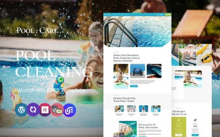 Poolcare - Modern Yüzme Havuzu Temizleme ve Bakım Hizmeti WordPress Elementor Teması