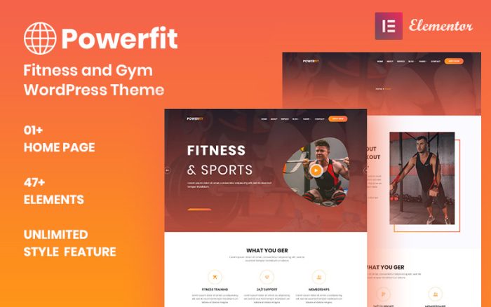 Powerfit - Mobil Uyumlu Fitness ve Spor Salonu WordPress Teması