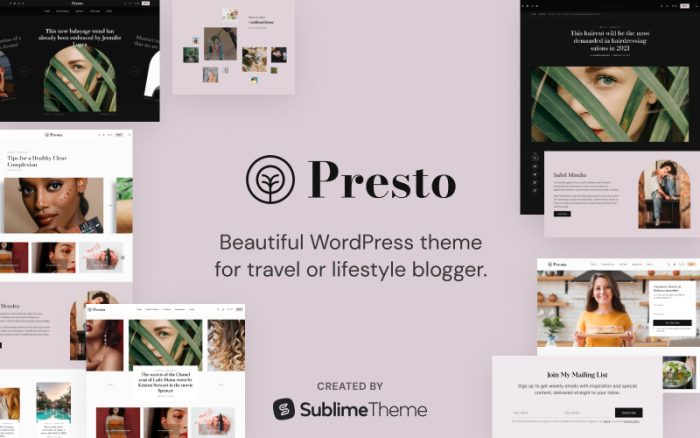 Presto Teması Tamamen Mobil Uyumlu Bir Kadınsı WordPress Temaları ve Temaları