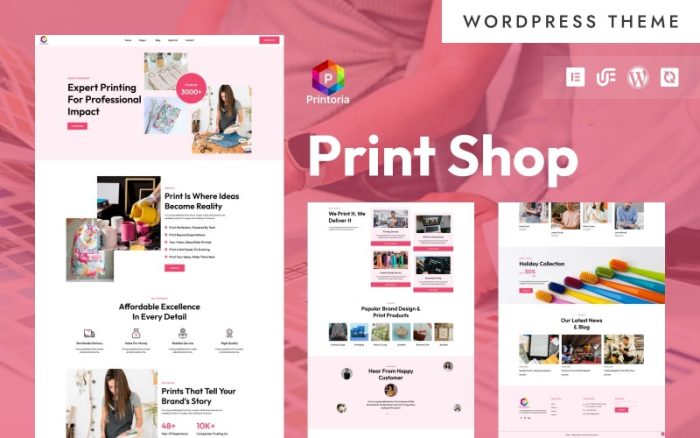 Printoria - Baskı Mağazası ve Ürün Baskısı WordPress Elementor Teması