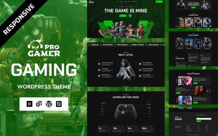 ProGamer - Çok Oyunculu Oyunlar ve eSpor Klan WordPress Elementor Teması