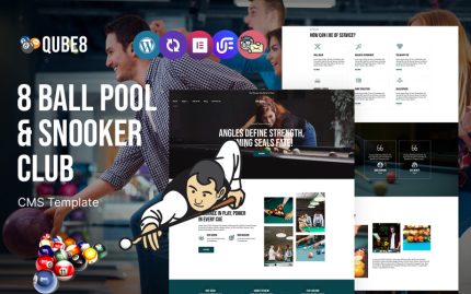 Qube8 - 8 Balll Pool veya Snooker Kulübü WordPress Teması