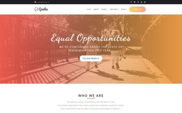 Quidin - Tamamen Mobil Uyumlu Charity WordPress Teması