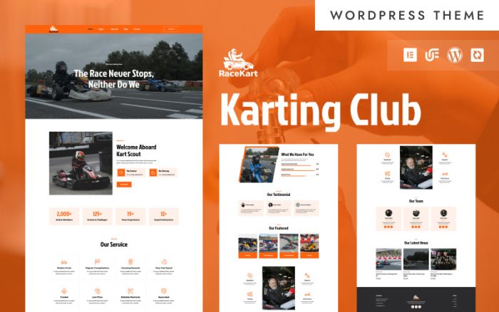 RaceKart - Go-Kart ve Yarış Sporları WordPress Elementor Teması