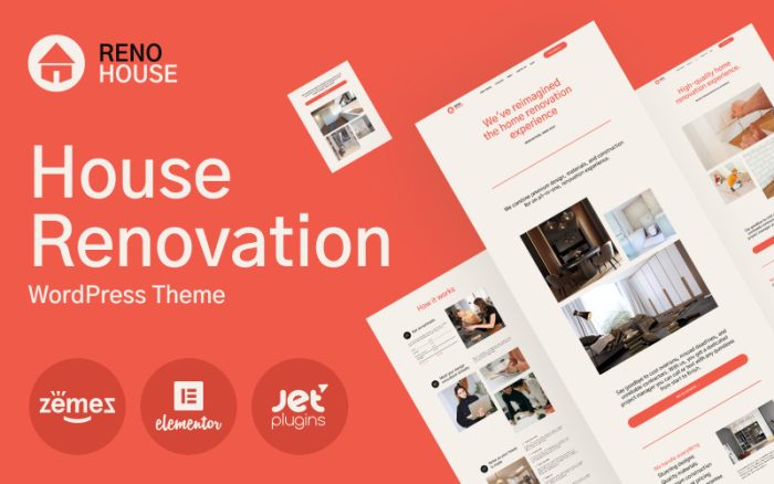 RenoHouse - Modern İnşaat Projesi Web Sitesi WordPress Teması