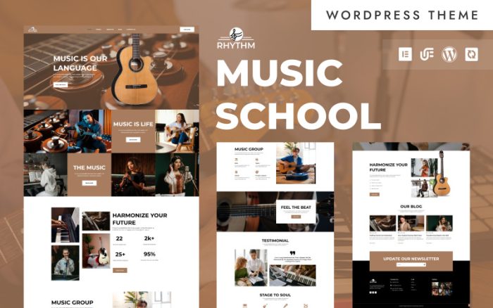 Rhythm - Müzik Okulu, Akademisi ve Enstrüman Eğitimi WordPress Elementor Teması